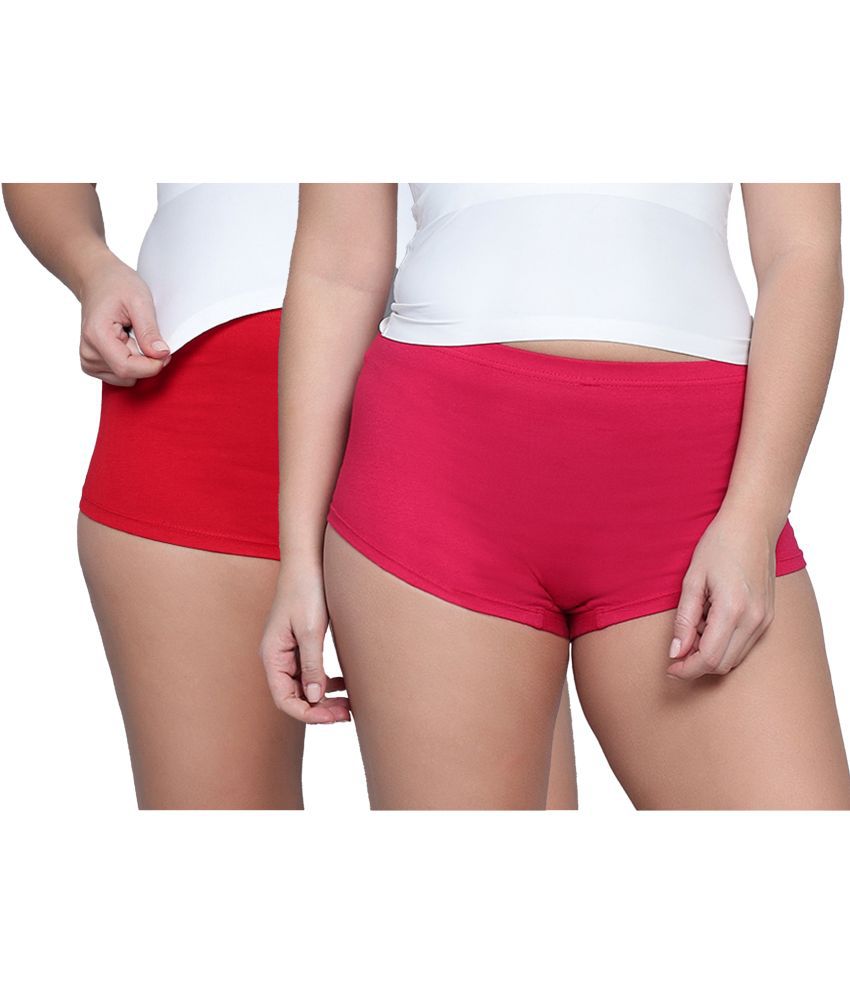     			Diaz - Multi Color Cotton Solid Women's Boy Shorts ( Pack of 2 )