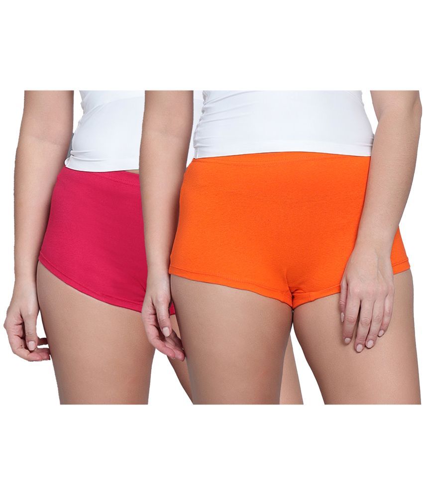     			Diaz Pack of 2 Cotton Solid Women's Boy Shorts ( Multi Color )