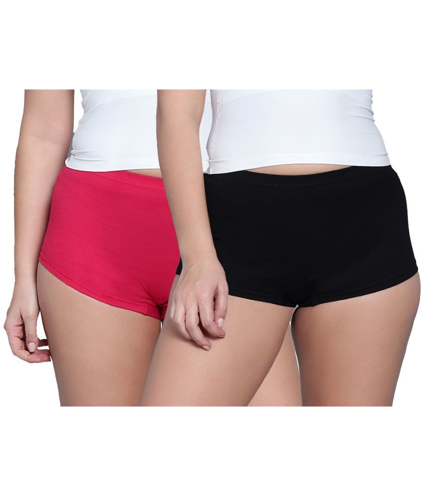     			Diaz Pack of 2 Cotton Solid Women's Boy Shorts ( Multi Color )