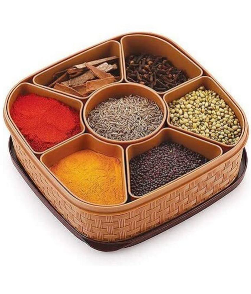     			Kkart Titan Masala Box Plastic Brown Spice Container ( Set of 1 )