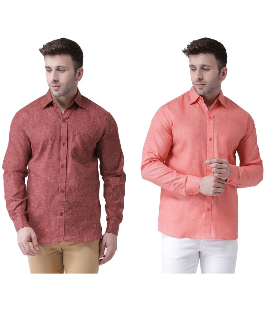     			RIAG Cotton Blend Regular Fit Self Design Full Sleeves Men's Casual Shirt - Brown ( Pack of 2 )