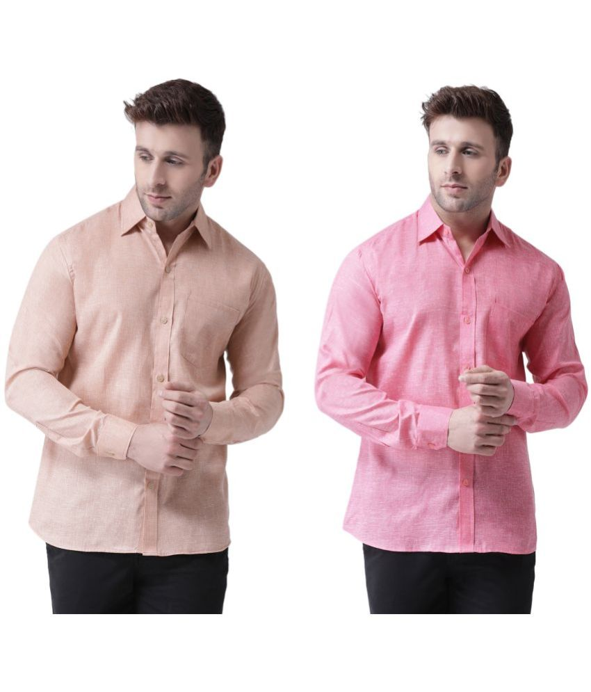     			RIAG Cotton Blend Regular Fit Self Design Full Sleeves Men's Casual Shirt - Beige ( Pack of 2 )