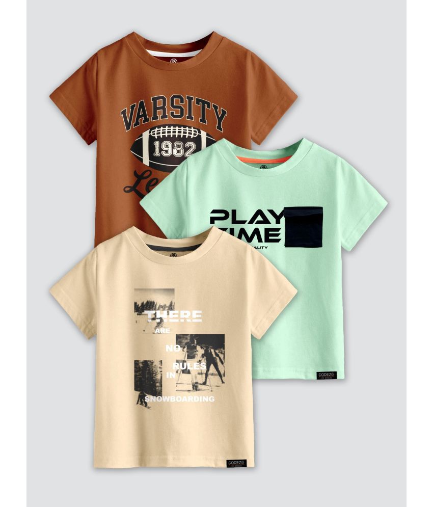     			CODEZ - Multi Color Cotton Blend Boy's T-Shirt ( Pack of 3 )