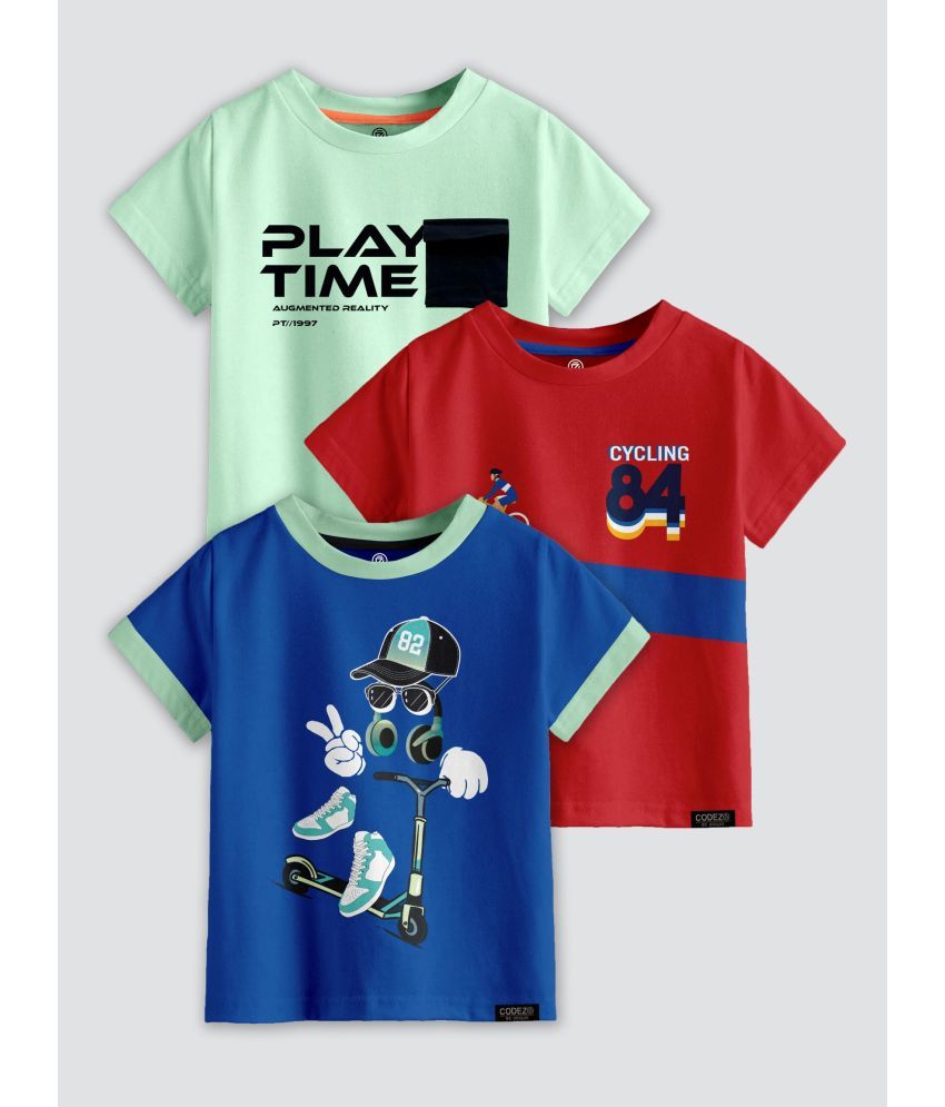     			CODEZ Pack of 3 Boys Cotton Blend T-Shirt ( Multi Color )