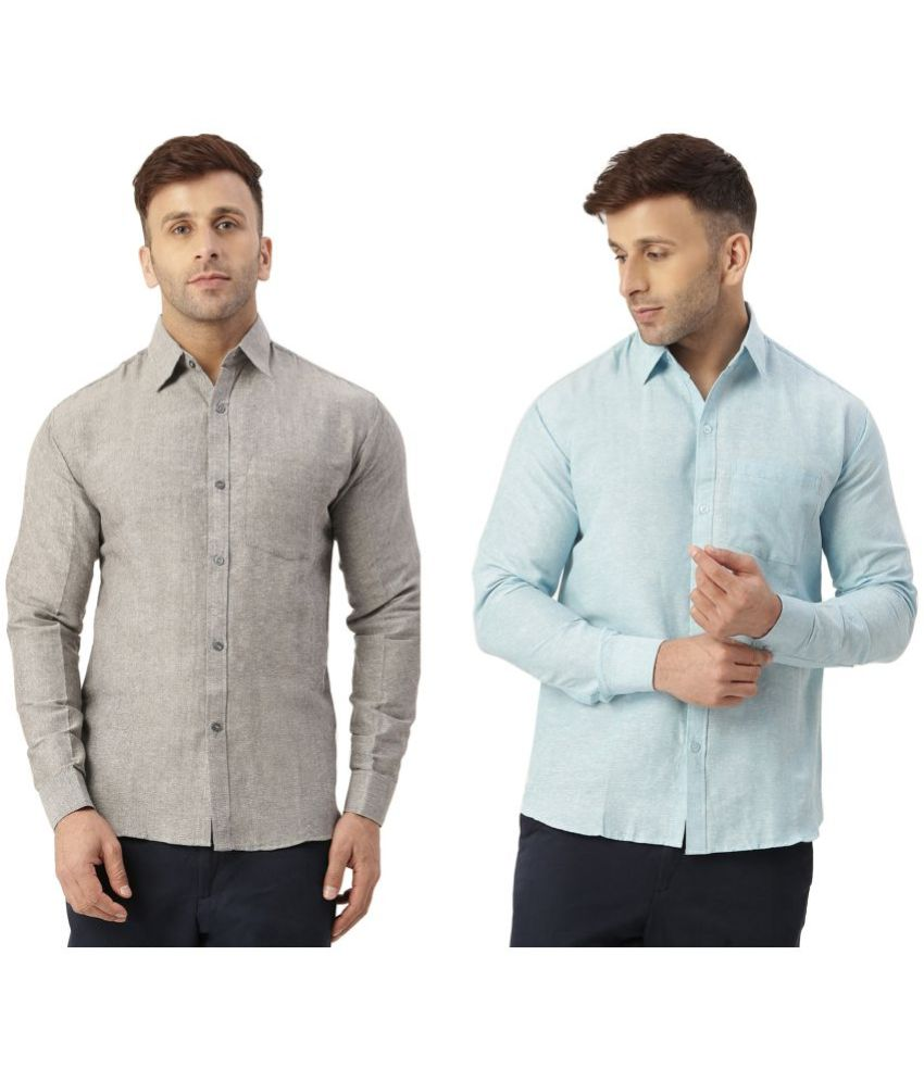     			RIAG Cotton Blend Regular Fit Full Sleeves Men's Formal Shirt - Blue ( Pack of 2 )