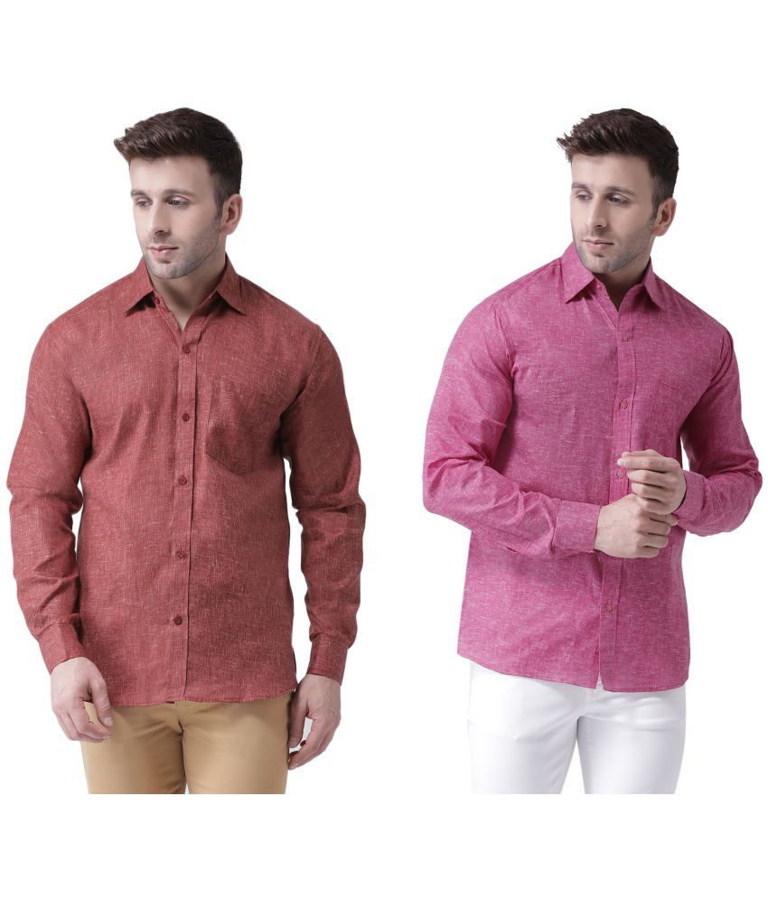     			RIAG Cotton Blend Regular Fit Self Design Full Sleeves Men's Casual Shirt - Multicolor ( Pack of 2 )