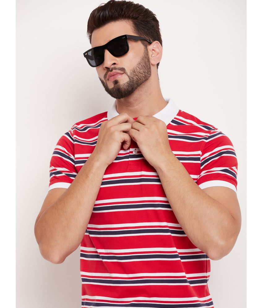     			XFOX Cotton Blend Regular Fit Striped Half Sleeves Men's Polo T Shirt - Red ( Pack of 1 )