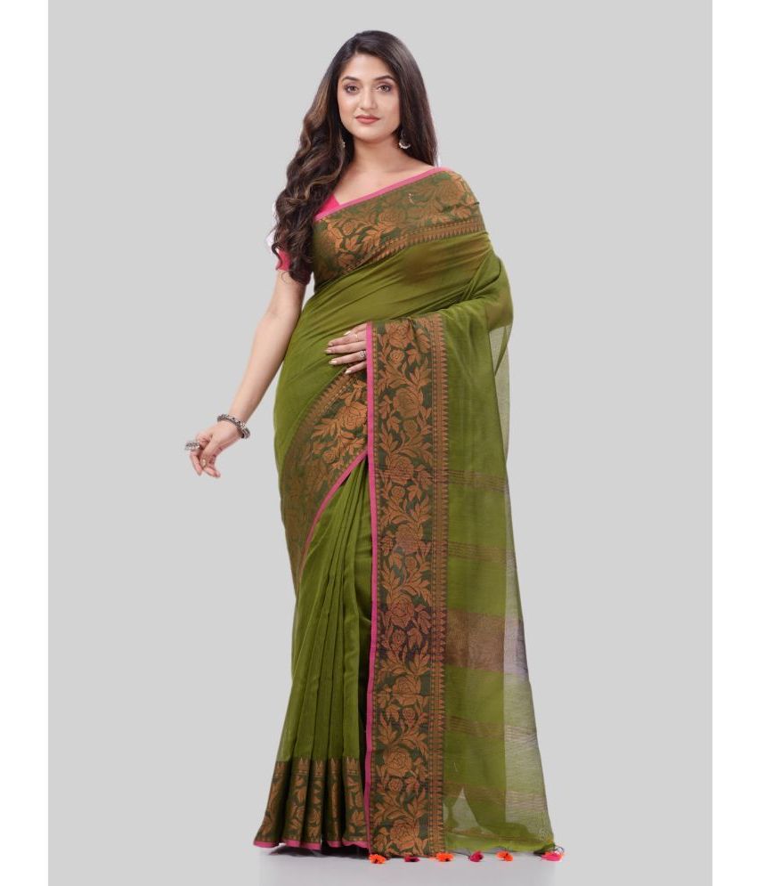     			Desh Bidesh - Green Cotton Silk Saree With Blouse Piece ( Pack of 1 )