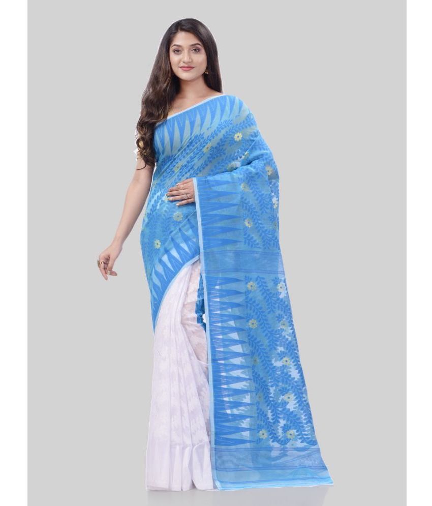     			Desh Bidesh - SkyBlue Cotton Saree Without Blouse Piece ( Pack of 1 )