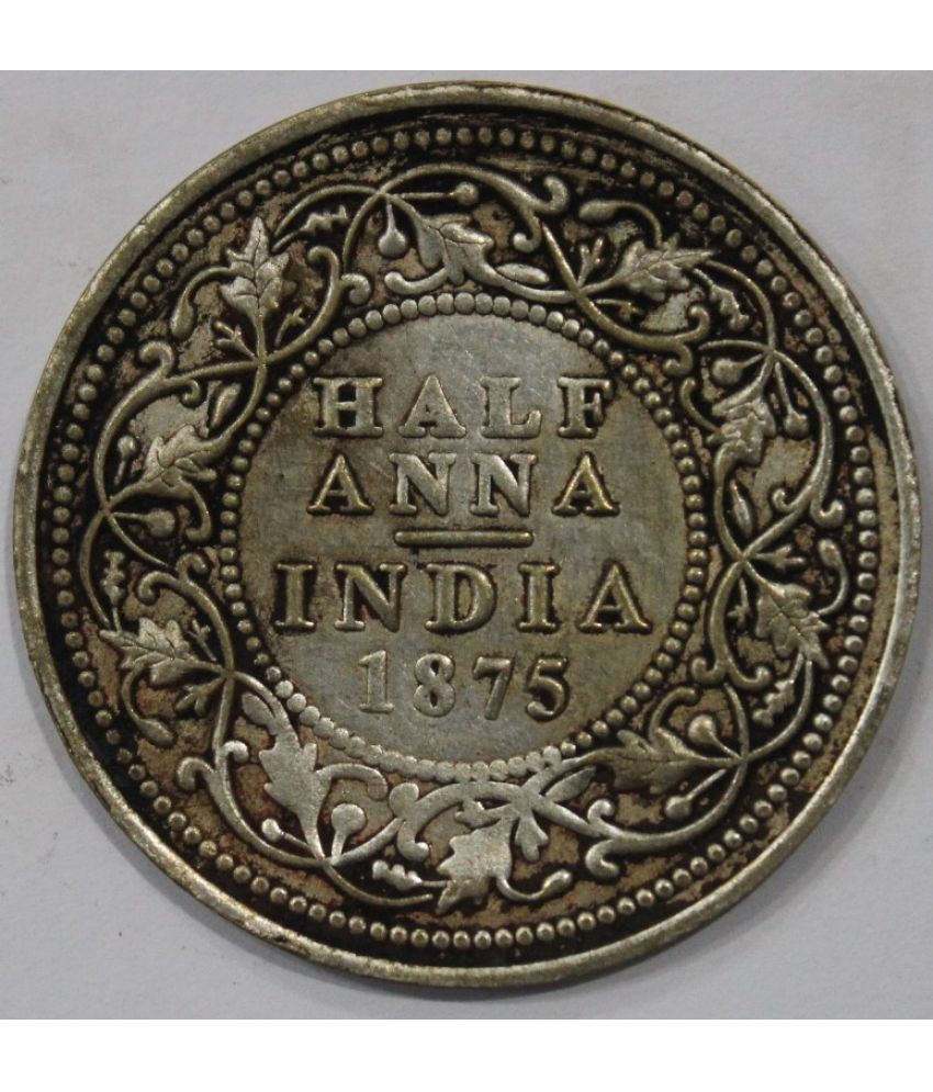     			Luxury - Big Verity - British India Rare Half Anna 1875 Victoria Queen Fancy old Condition Coin Numismatic Coins