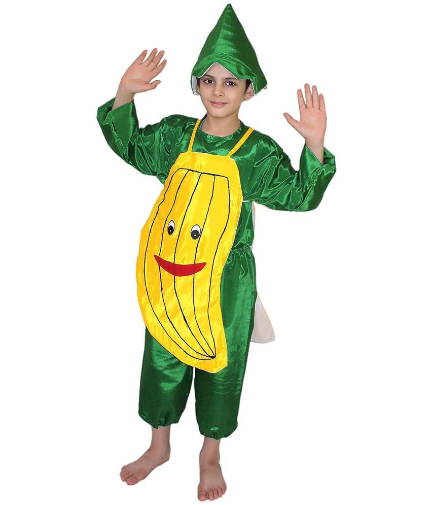     			Kaku Fancy Dresses Banana Fruits Costume -Yellow & Green, 7-8 Years, for Boys & Girls