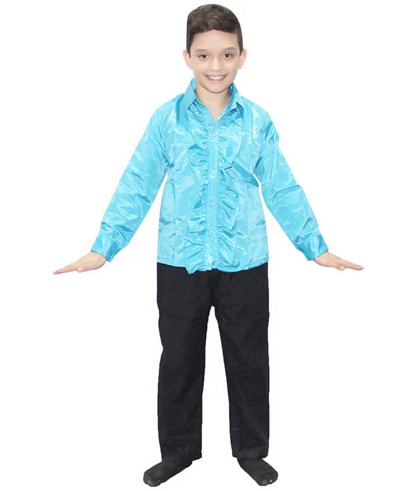     			Kaku Fancy Dresses Firozi Frill Shirt Western Costume -Blue, 7-8 Years, For Boys