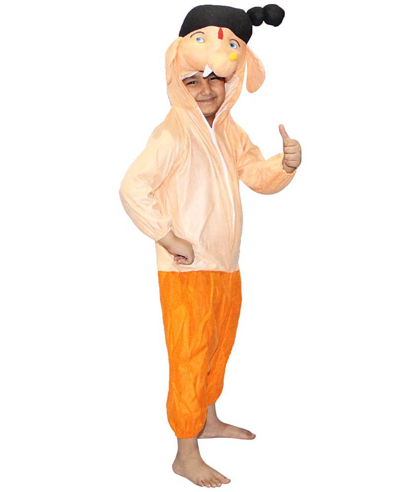     			Kaku Fancy Dresses Ganesha Cartoon/Super Hero Costume -Beige, 7-8 Years, For Boys