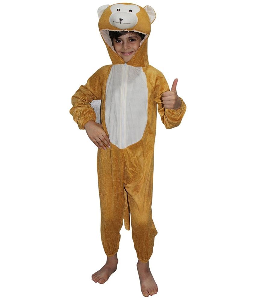     			Kaku Fancy Dresses Monkey Wild Animal Costume -Brown, 7-8 Years, For Boys & Girls