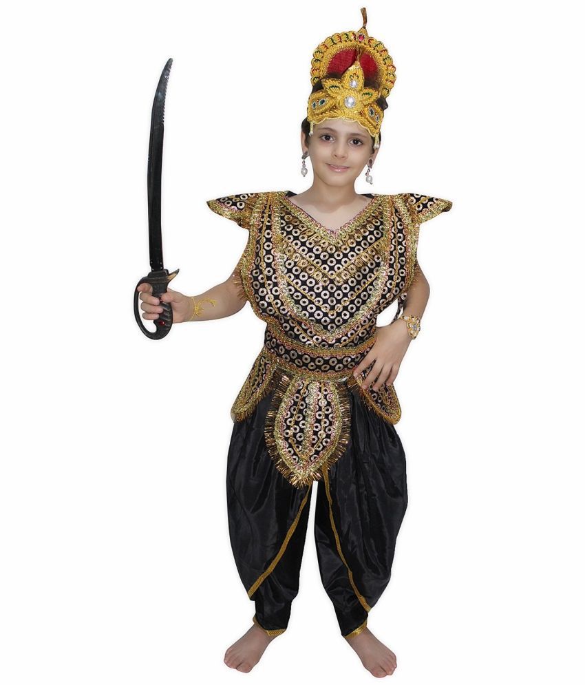     			Kaku Fancy Dresses Ravan Kavach,Costume Of Ramleela/Dussehra/Mythological Character -Black, 5-6 Years, For Boys