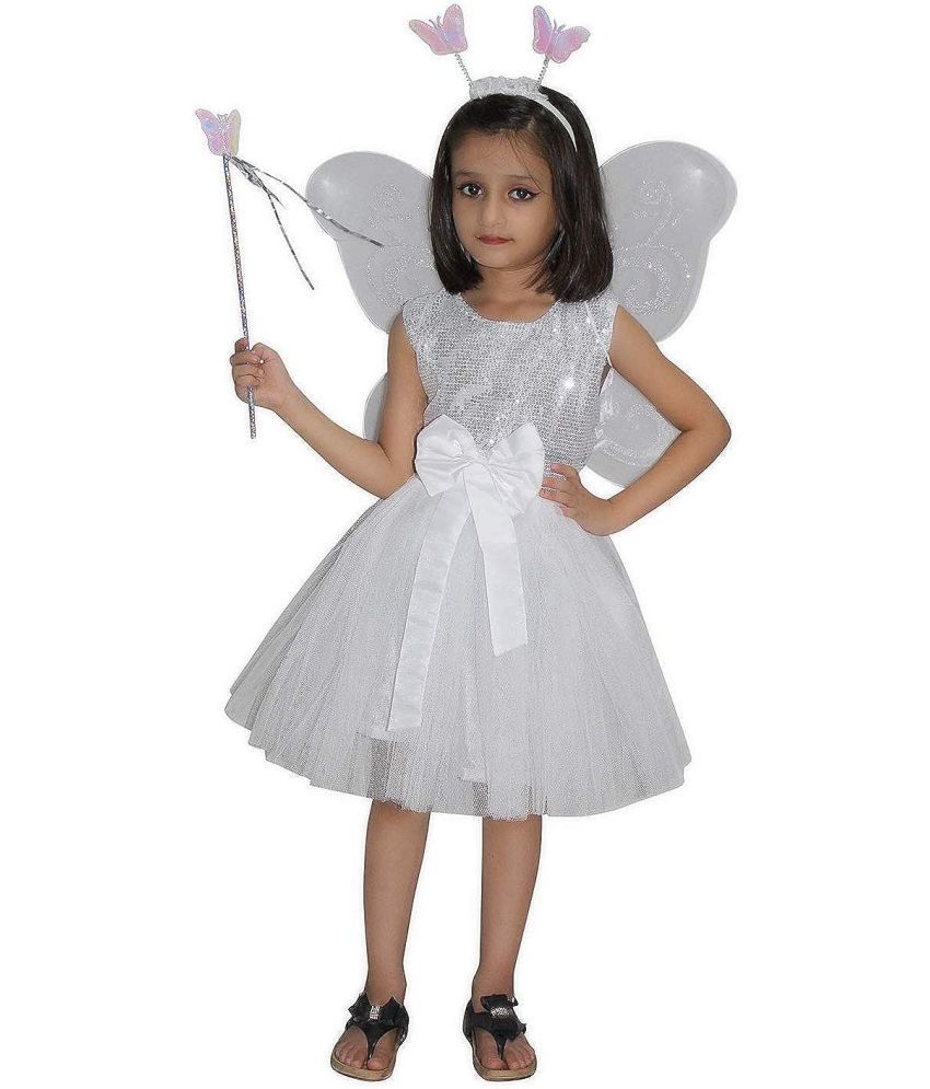     			Kaku Fancy Dresses White Butterfly Insect Costume -White, 5-6 Years, For Girls
