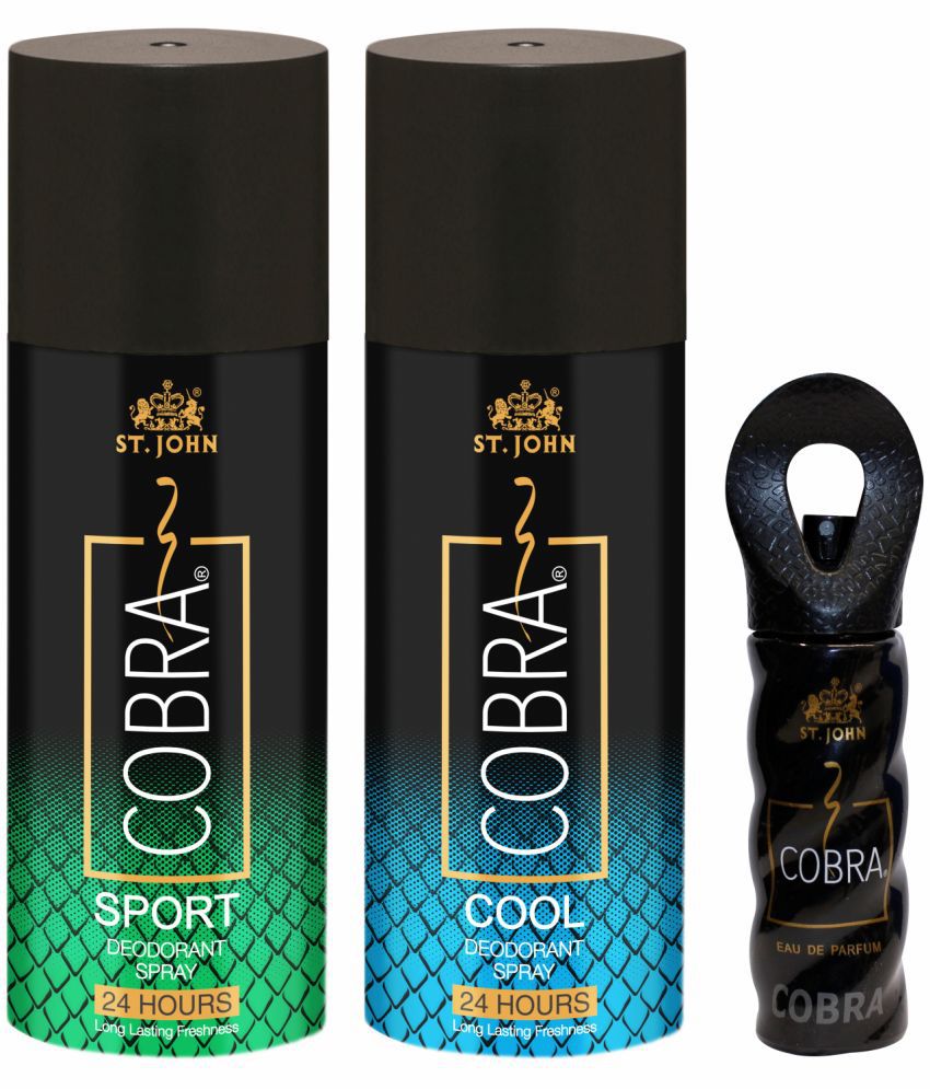     			St. John - Sports ,Live 150ml Each and 15 Cobra Deodorant Spray & Perfume for Men,Women 315 ml ( Pack of 3 )