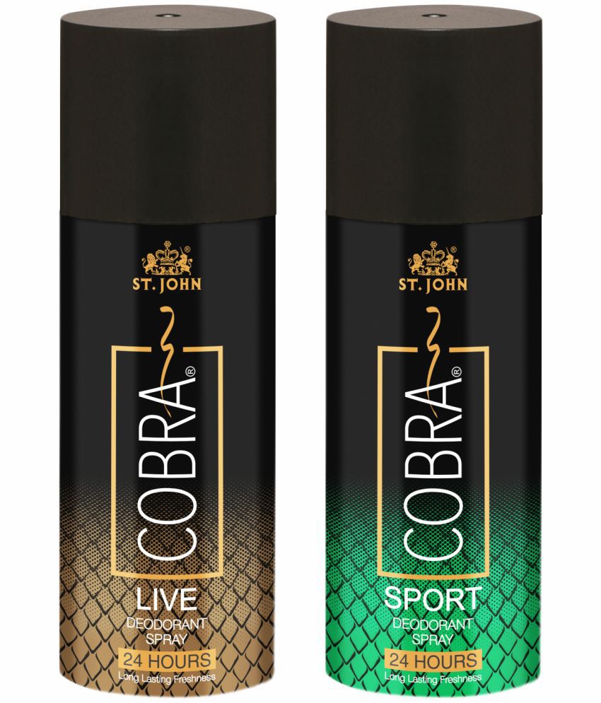     			St. JOHN Cobra Deodorant Live and Sports for Men & Women 150ml Each (Pack of 2)