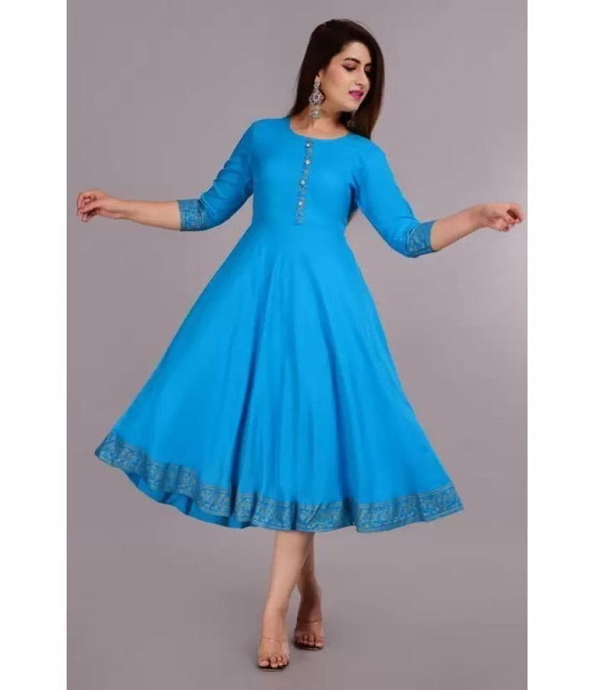     			SIPET - Blue Rayon Women's Flared Kurti ( Pack of 1 )