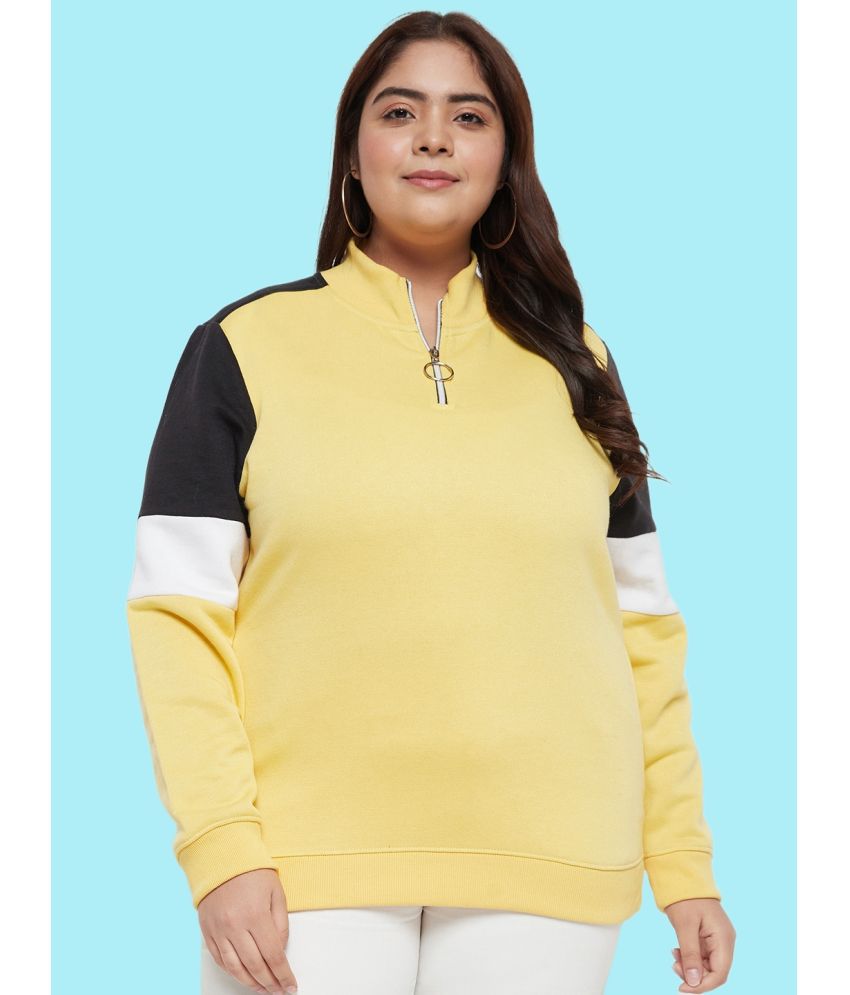     			AUSTIVO Fleece Yellow Non Hooded Sweatshirt