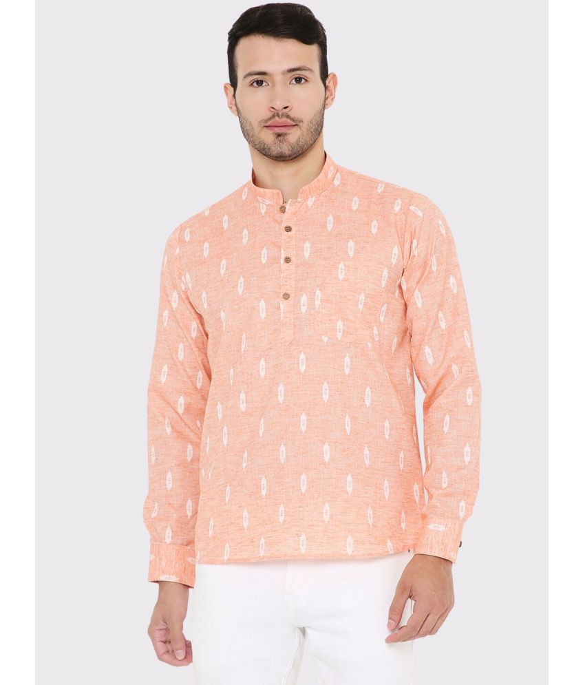     			Maharaja - Peach Linen Men's Regular Kurta ( Pack of 1 )