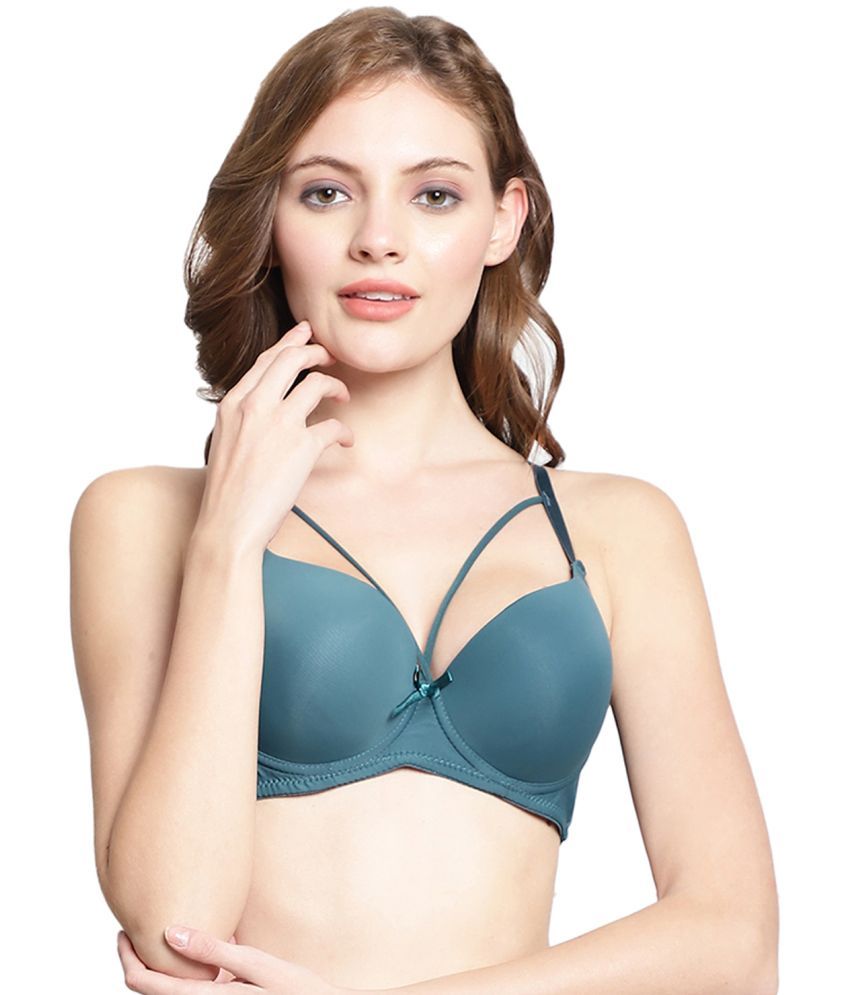     			PrettyCat Polyester Lightly Padded Women's Push Up Bra ( Green )