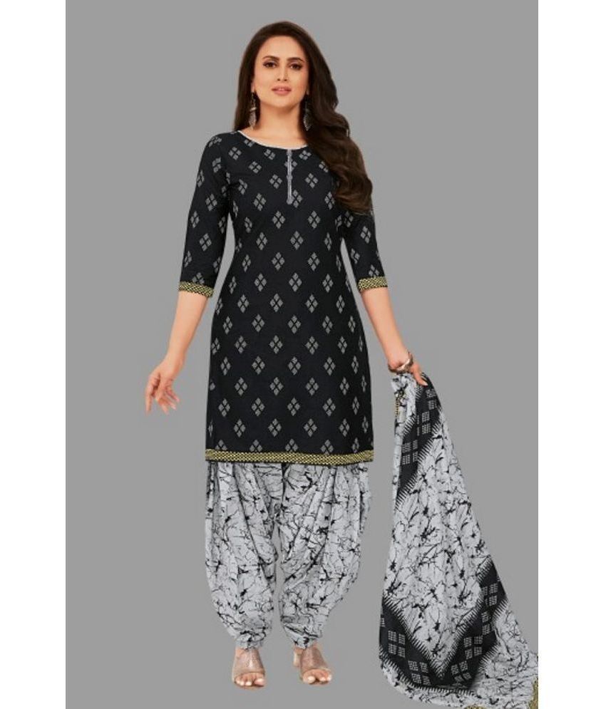     			SIMMU - Black Straight Cotton Women's Stitched Salwar Suit ( Pack of 1 )