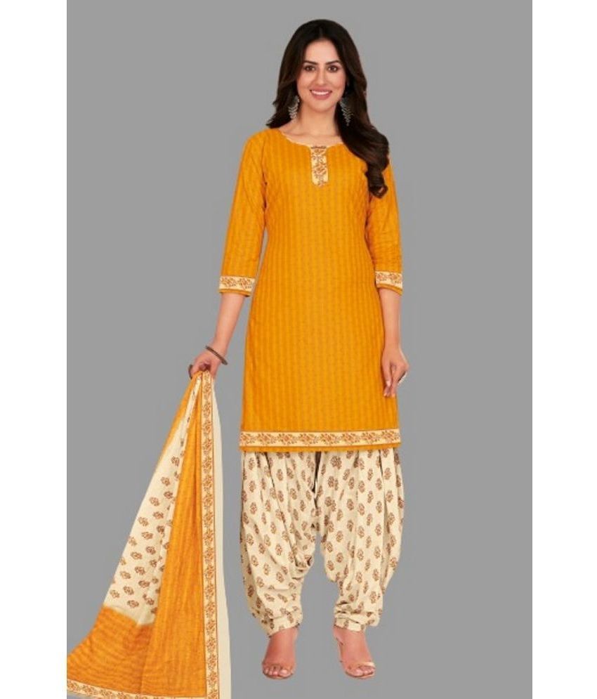     			SIMMU - Yellow Straight Cotton Women's Stitched Salwar Suit ( Pack of 1 )