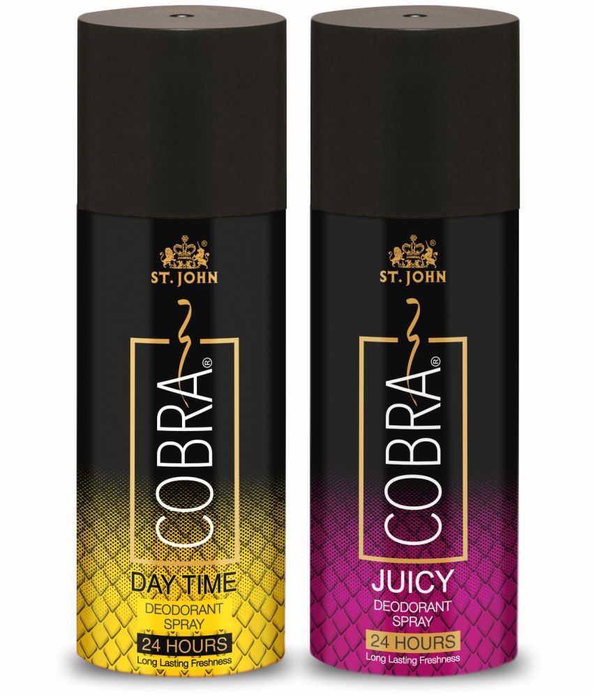     			ST.JOHN Cobra DayTime & Juicy Long Lasting Deodorant Spray for Men 150ml Each (300ml) - Pack of 2