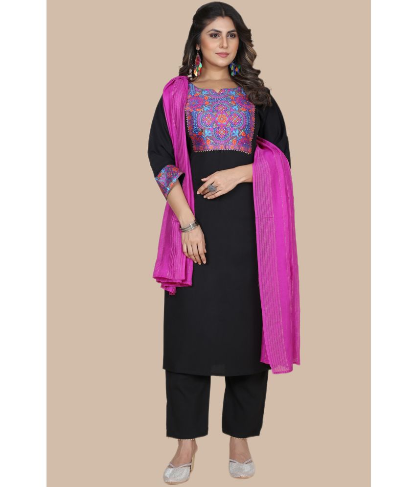     			Style Samsara - Black Straight Crepe Women's Stitched Salwar Suit ( Pack of 1 )