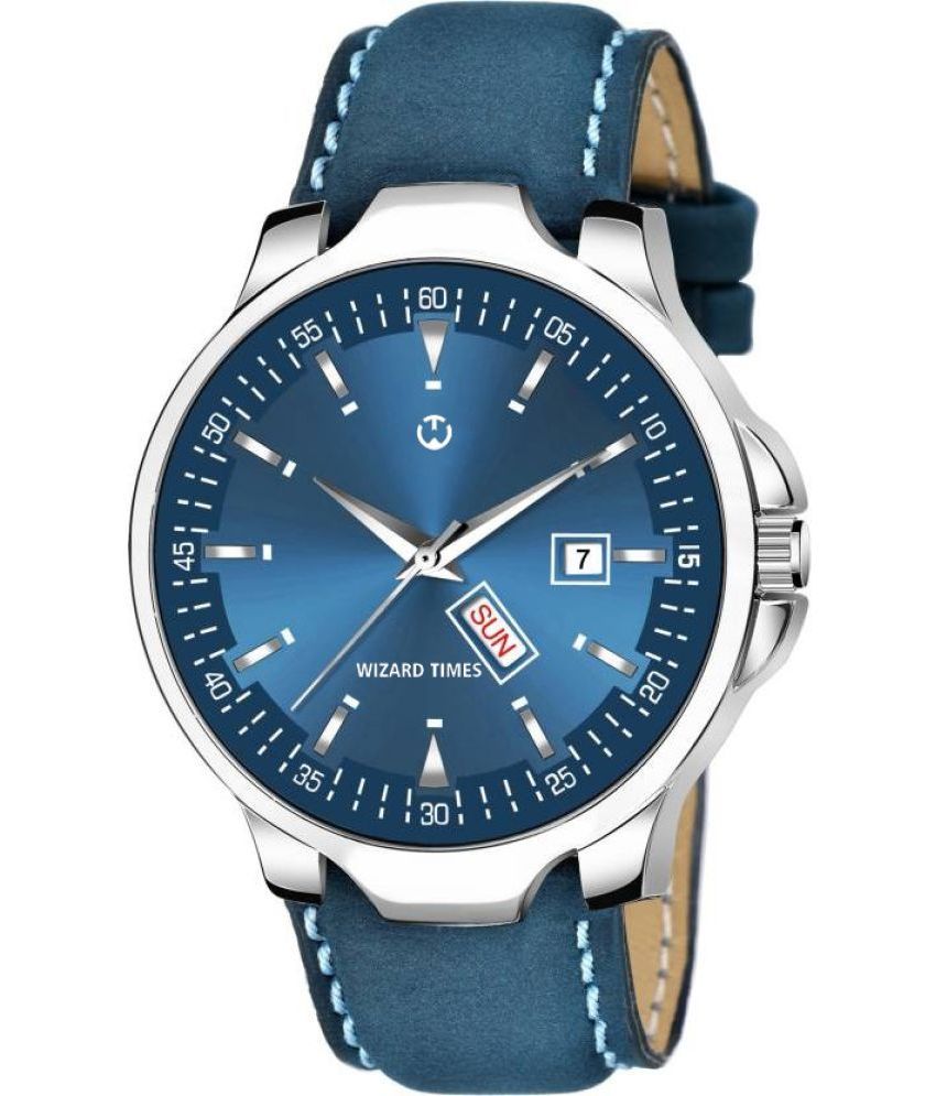     			Wizard Times - Blue Leather Analog Men's Watch