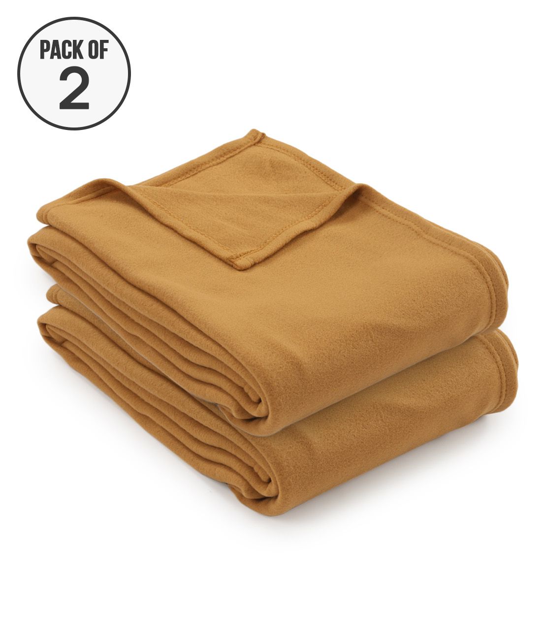 HOMETALES - Camel Fleece Mild Winter Single Blanket Set ( Pack of 2 )