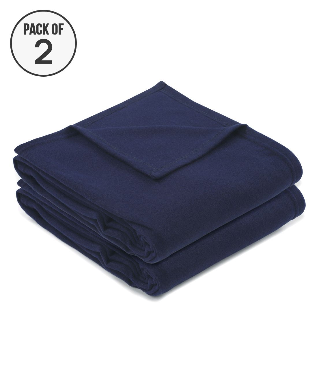     			HOMETALES Fleece Solid Single Blanket ( 220 cm x 120 cm ) Pack of 2 - Navy Blue
