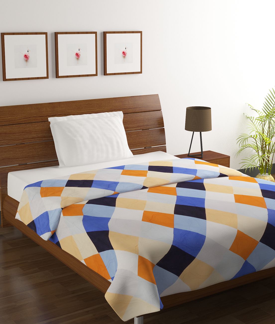     			HOMETALES Microfiber Geometric Print Single Comforter ( 150 x 210 cm ) Pack of 1 - Multi Colour