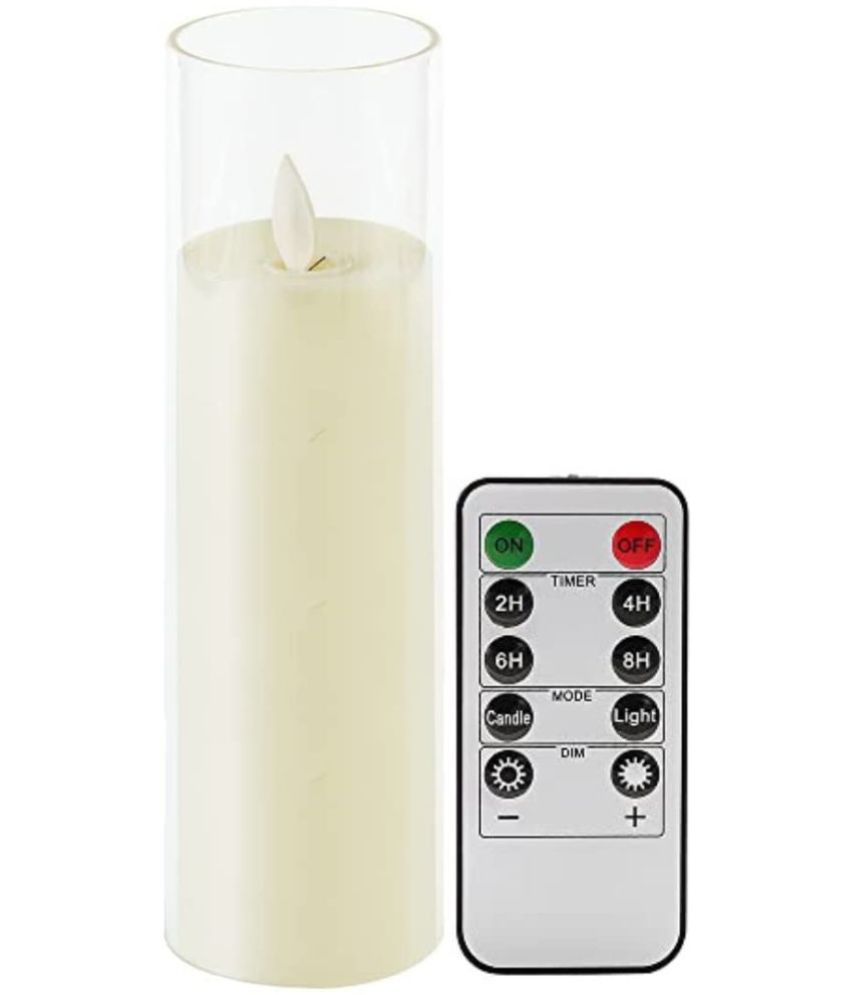     			LTETTES - White Unscented Pillar Candle 22 cm ( Pack of 1 )