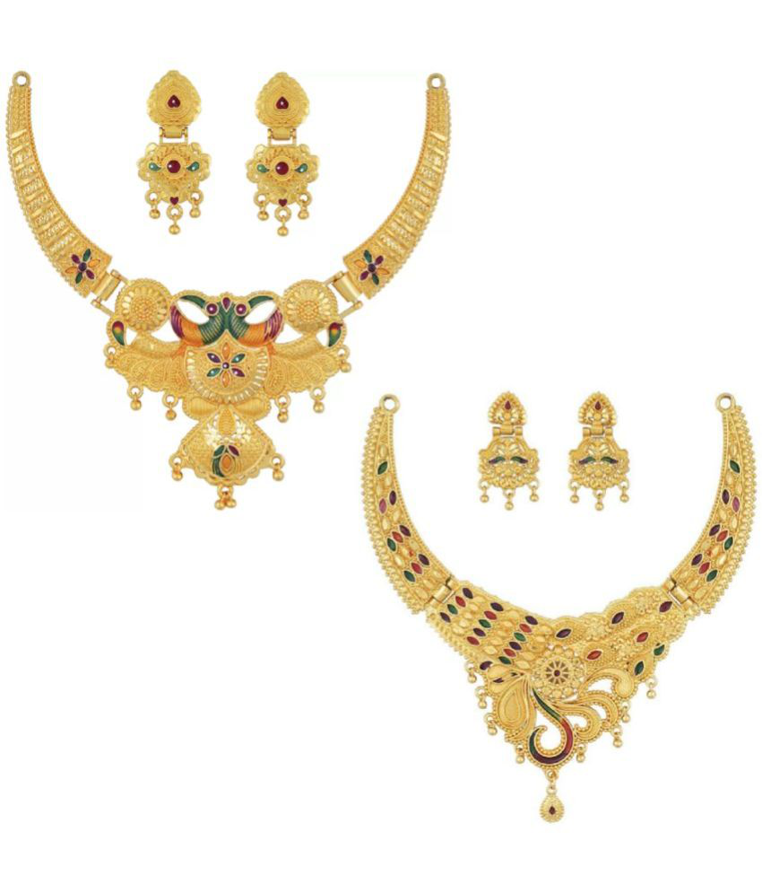     			MGSV - Gold Brass Necklace Set ( Pack of 2 )