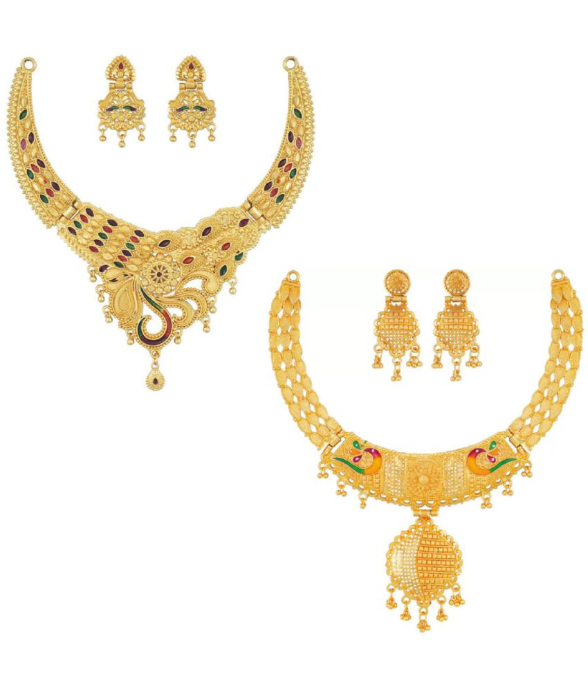     			MGSV - Gold Brass Necklace Set ( Pack of 2 )
