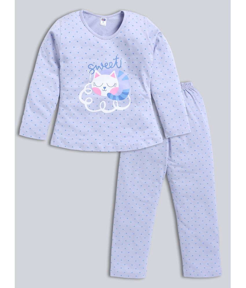     			Nottie planet - Lavender Cotton Girls Night Suit Set ( Pack of 1 )