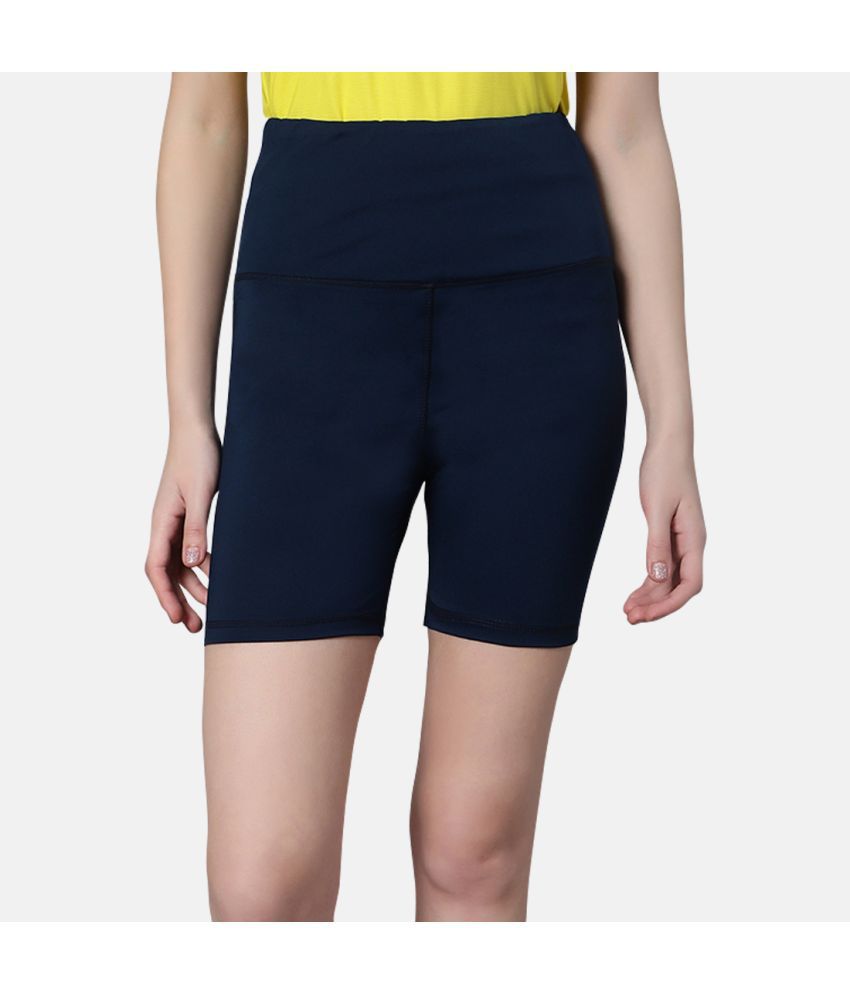     			Omtex Blue Polyester Solid Shorts - Single