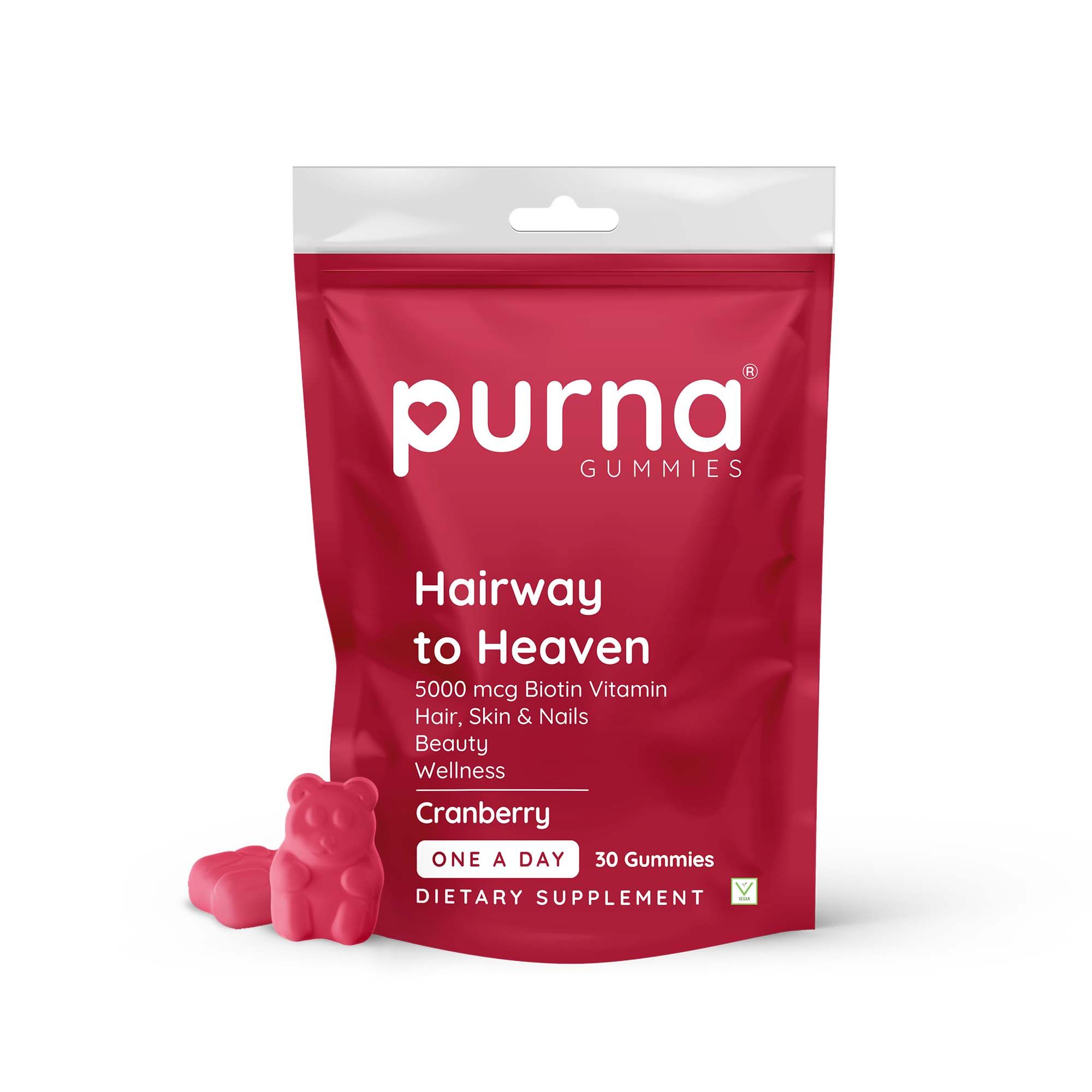     			Purna Gummies Biotin Cranberry Gummies for Adults & Kids Flowing Hair Bright Skin and Stronger Nails