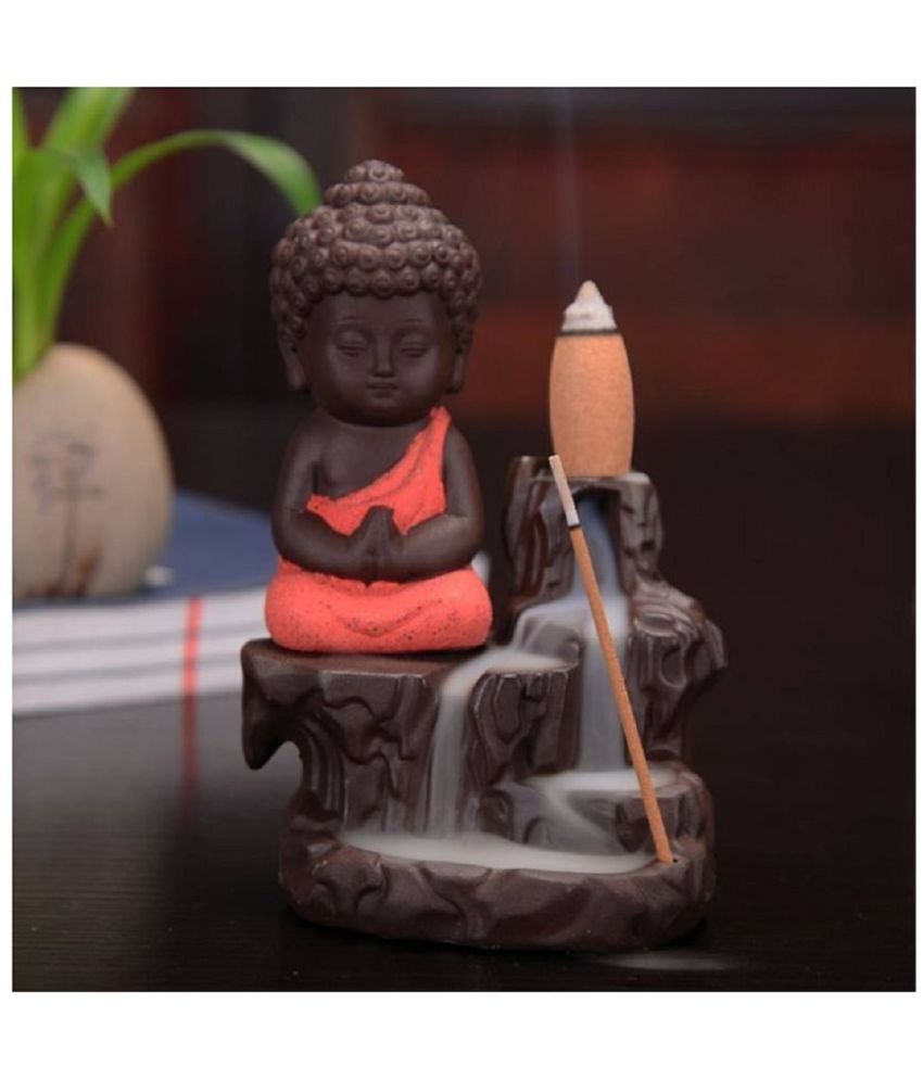     			SHYROCK Buddha Orange with 10pc cone Resin Buddha Idol 12 x 8 cms Pack of 1