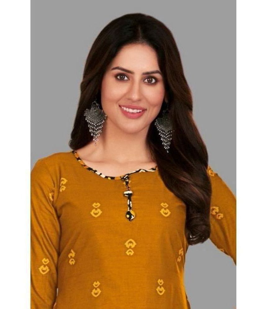     			SIMMU Unstitched Cotton Printed Dress Material - Yellow ( Pack of 1 )