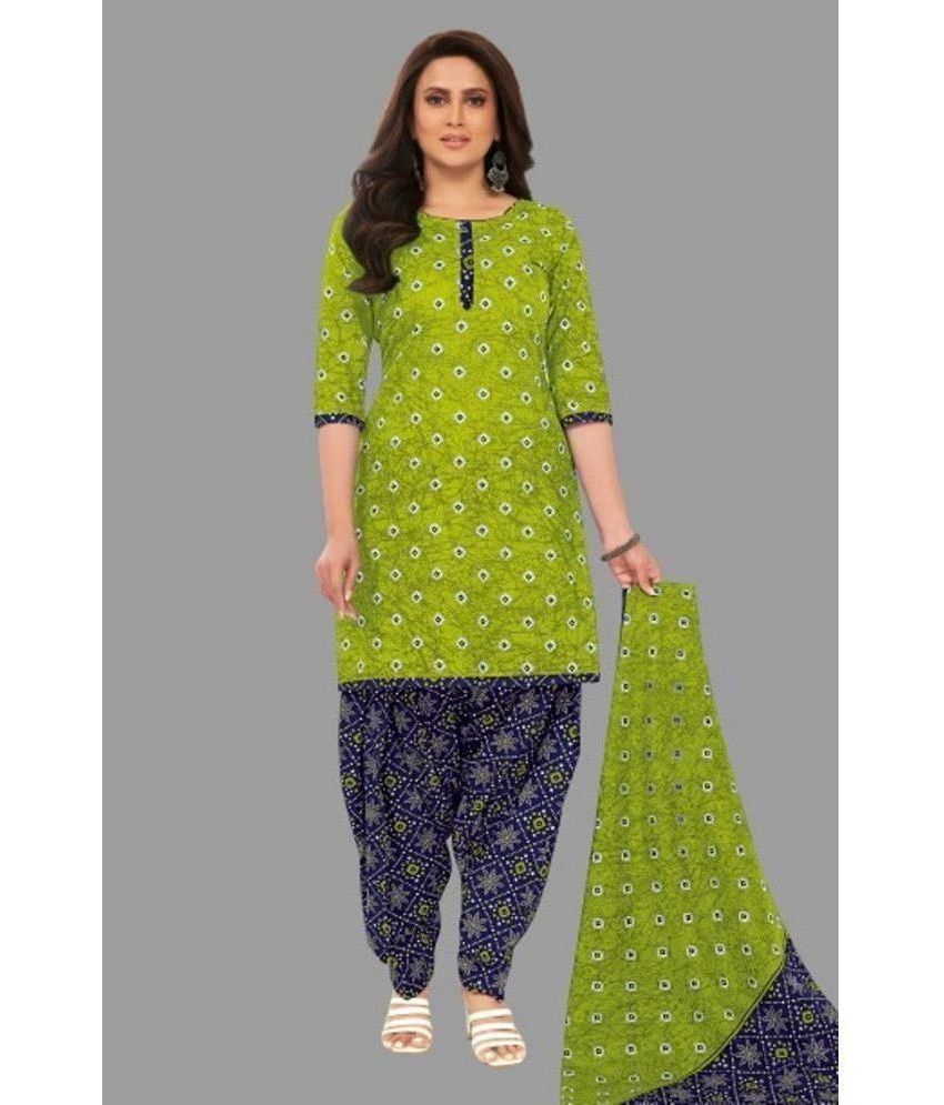     			SIMMU - Unstitched Green Cotton Dress Material ( Pack of 1 )