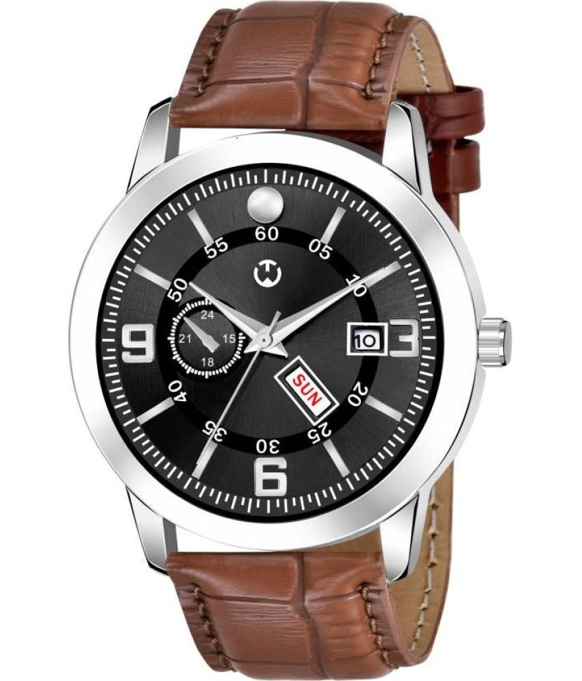     			Wizard Times - Brown Leather Analog Men's Watch