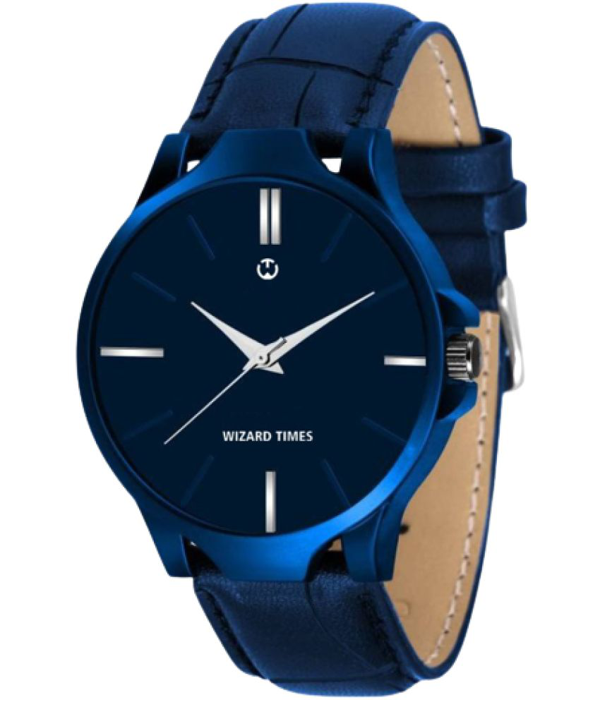     			Wizard Times - Navy Blue Leather Analog Men's Watch
