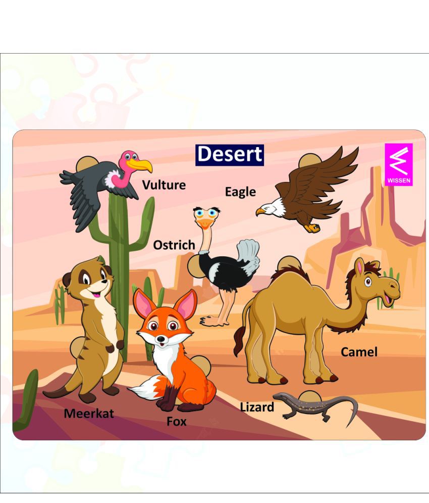     			Wooden Desert Habitat Learning Puzzle board game for kids