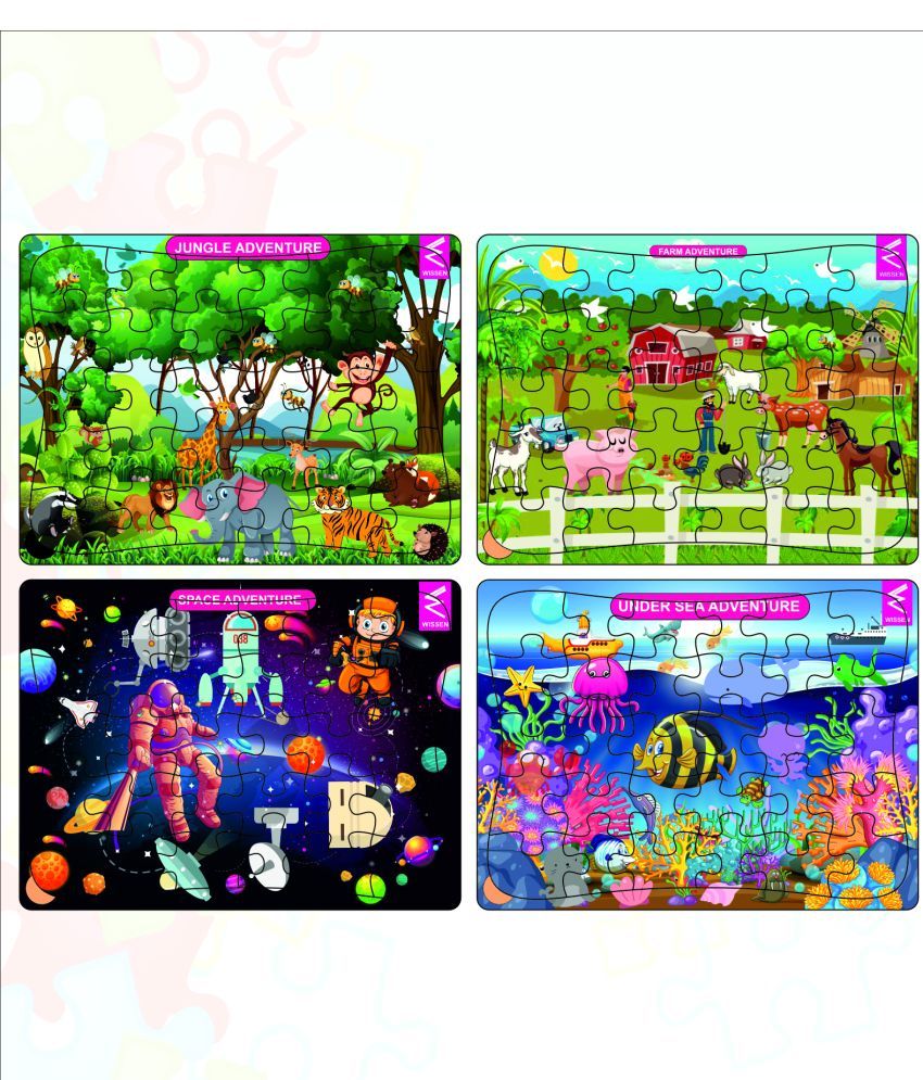     			Wooden Jigsaw puzzle -12*9 inch-Combined Set of 4