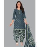 shree jeenmata collection Cotton Printed Kurti With Patiala Women's Stitched Salwar Suit - Grey ( Pack of 1 )