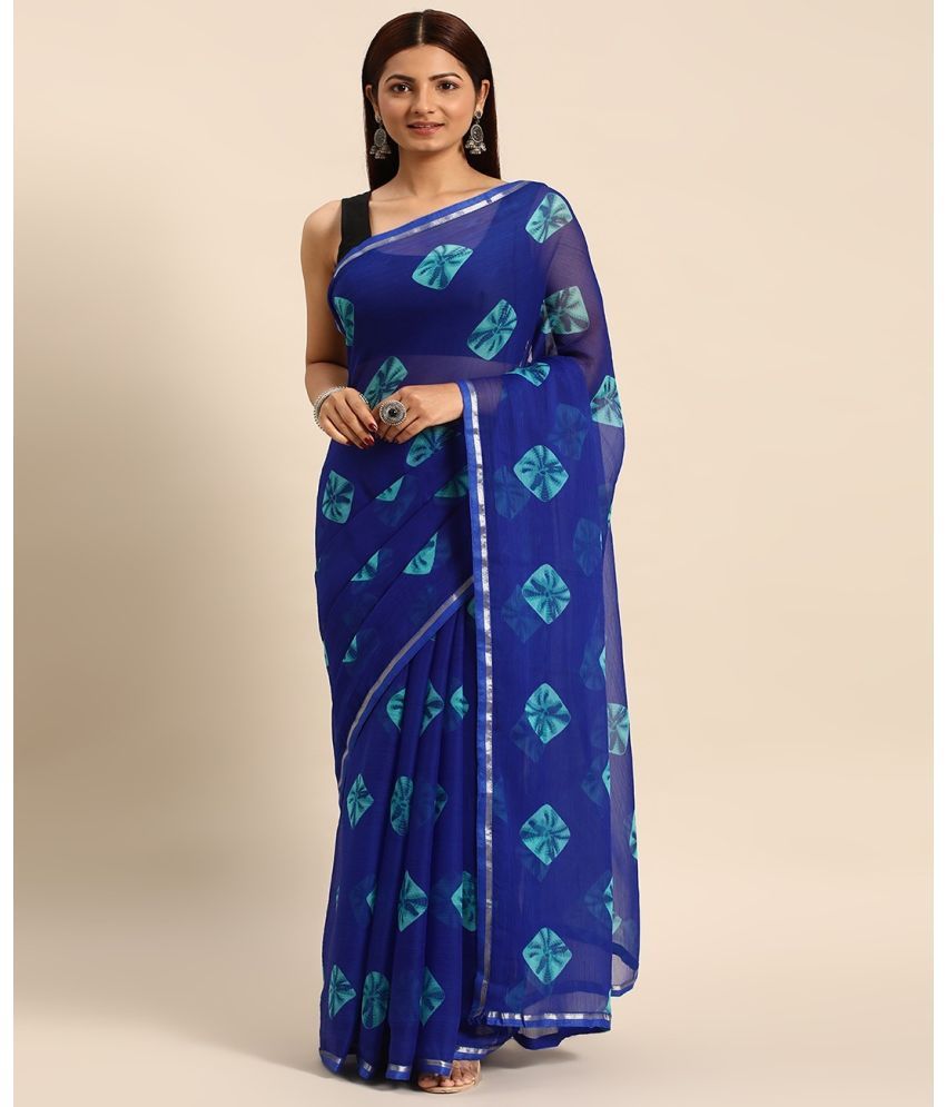     			Aishwarya Chiffon Printed Saree With Blouse Piece - Blue ( Pack of 1 )