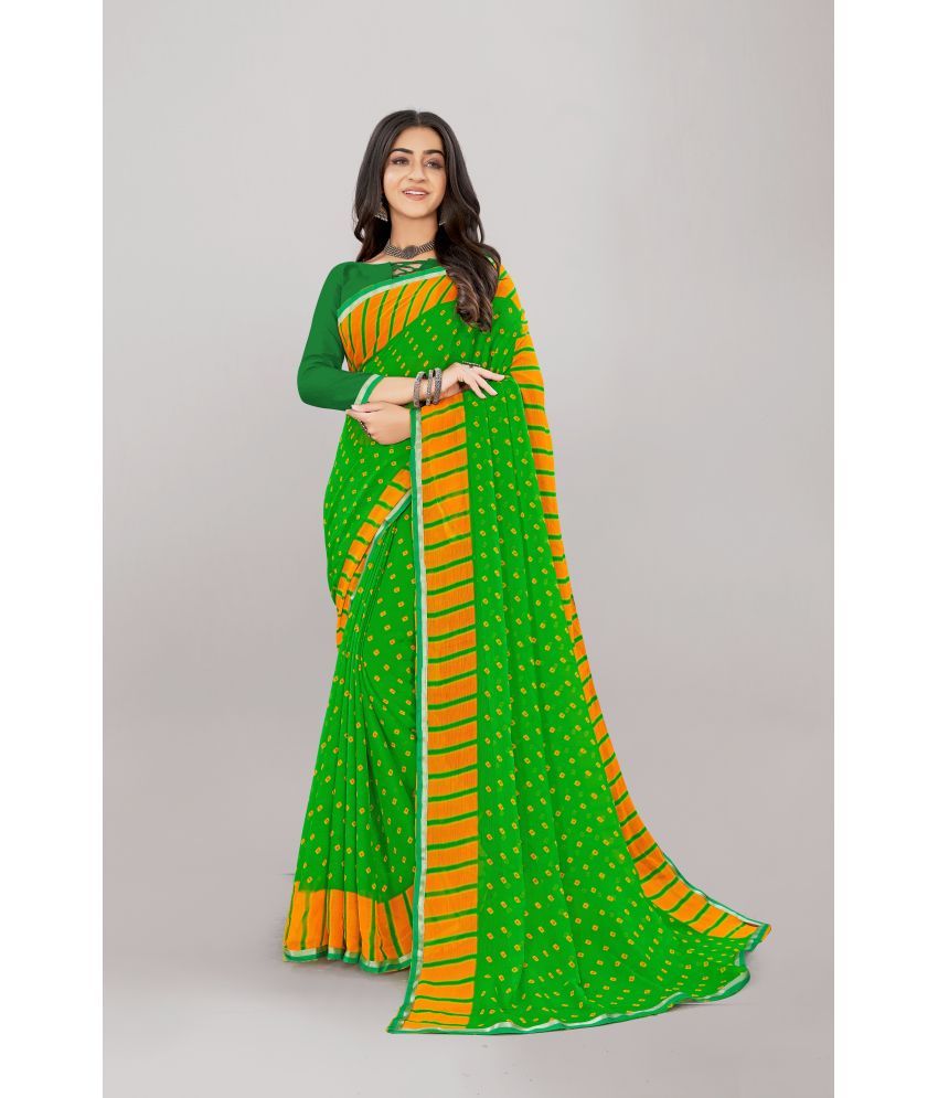     			Aishwarya Chiffon Printed Saree With Blouse Piece - Green ( Pack of 1 )